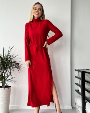 Bonita Червона довга сукня з бічними вирізами 38300-01 - 8516251 - SvitStyle