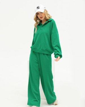 Bonita Зелений трикотажний вільний костюм із коміром 38303-01 - 8516254 - SvitStyle