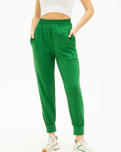 Bonita Зелені брюки трикотажні з декоративними манжетами 38348-01 - SvitStyle