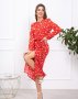 Червона квіткова сукня з куліскою та розрізом - 40960-01 (1)