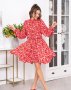 Червона бавовняна сукня з розкльошеною спідницею - 40965-01 (1)