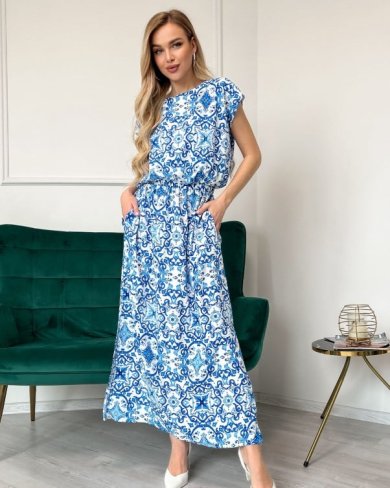 Синя сукня з боковим розрізом - SvitStyle