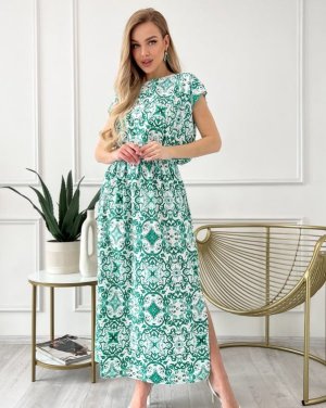 Зелена сукня з боковим розрізом - 8542556 - SvitStyle