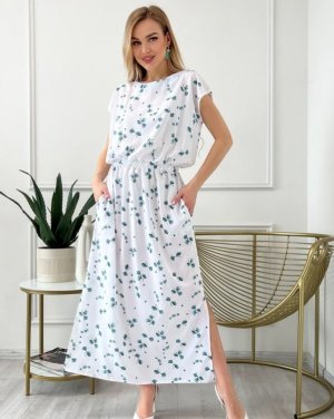 Біла легка сукня з бічним розрізом - 8542557 - SvitStyle
