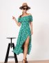 Зелена ретро сукня з розрізом (1)