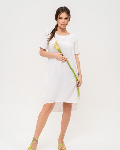 Біла асиметрична сукня-балон - SvitStyle
