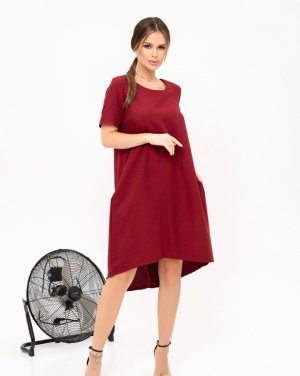 Бордова асиметрична сукня-балон - 8543000 - SvitStyle