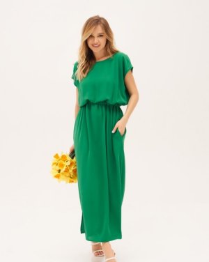 Зелена сукня з фігурним вирізом на спинці - 8543137 - SvitStyle