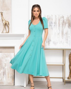 Бірюзова ретро сукня з гудзиками - 8543153 - SvitStyle