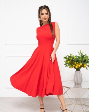 Червона класична сукня без рукавів - 8543163 - SvitStyle