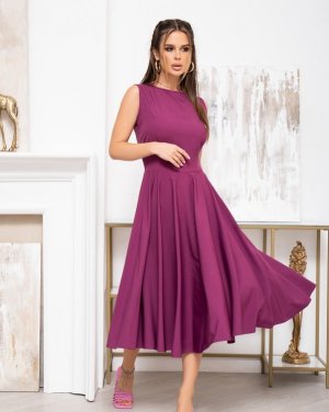 Фіолетова класична сукня без рукавів - 8543164 - SvitStyle