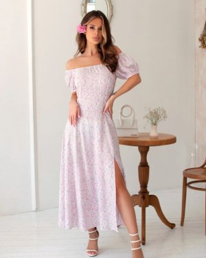 Рожева квіткова сукня в стилі ретро - 8543453 - SvitStyle