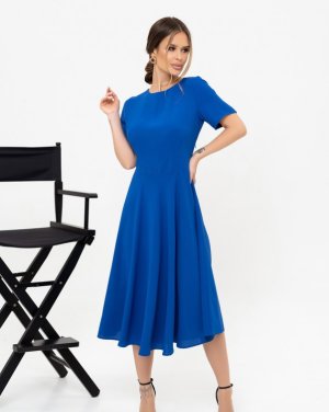 Синя легка сукня класичного крою - 8543734 - SvitStyle