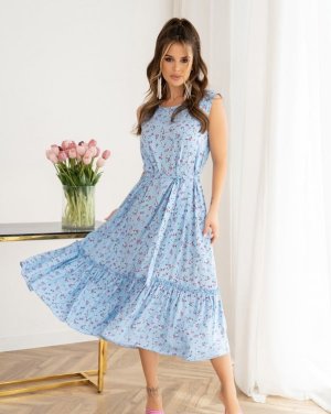 Блакитна бавовняна сукня без рукавів - 8547067 - SvitStyle