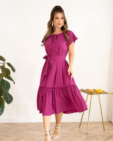 Вільна фіолетова сукня з воланом - SvitStyle