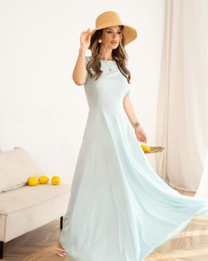 М'ята класична сукня з короткими рукавами - 8547110 - SvitStyle