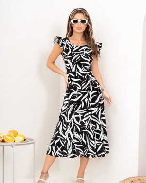 Чорна бавовняна сукня з вирізом на спинці - 8548291 - SvitStyle