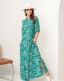 Зелена квіткова сукня-сорочка з розрізами (1)