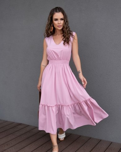 Рожеве плаття з V-подібними вирізами - SvitStyle