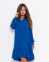Синя крепдешинова сукня з воланом (1)