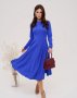 Синя класична сукня з довгими рукавами (1)