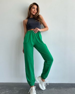 Зелені трикотажні спортивні штани моделі Джоггер - 8567963 - SvitStyle