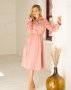 Рожеве вельветове плаття-сорочка з довгими рукавами (1)