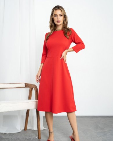 Червона класична сукня з рукавами 3/4 - SvitStyle