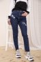Жіночі прямі джинси темно-синього кольору з принтом 164R1024-5 (1)