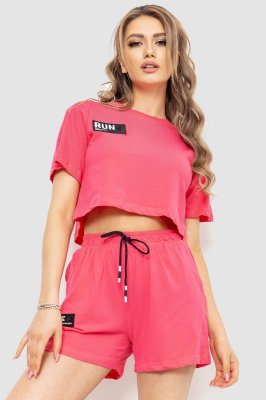 Костюм жіночий повсякденний футболка+шорти 198R2014, колір рожевий, 198R124 - 8575576 - SvitStyle