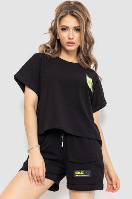 Костюм жіночий повсякденний футболка+шорти, колір салатовий, 198R2012 - 8575578 - SvitStyle