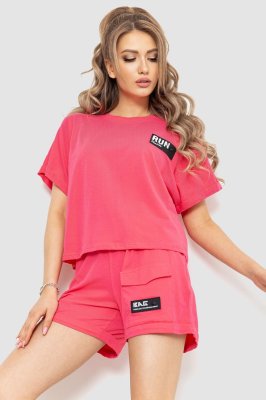 Костюм жіночий повсякденний футболка+шорти, колір рожевий, 198R127 - 8575583 - SvitStyle