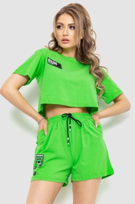 Костюм жіночий повсякденний футболка+шорти, колір світло-зелений, 198R125 - 8575605 - SvitStyle