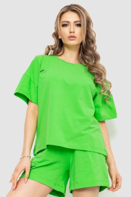 Костюм жіночий повсякденний футболка+шорти, колір світло-зелений, 198R2013 - 8575617 - SvitStyle