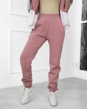 Рожеві брюки-джогери на флісі - 8575760 - SvitStyle