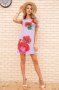 Коротка сукня з льону, з квітами Маки, колір Бежевий, 172R019-1 (1)