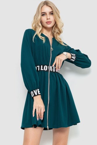 Сукня жіноча на блискавці, колір зелений, 102R076-1 - SvitStyle