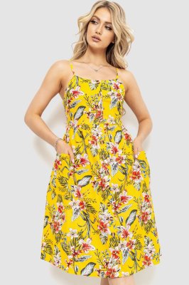 Жіночий сарафан з квітковим принтом, колір жовтий, 221R1932-7 - 8576348 - SvitStyle