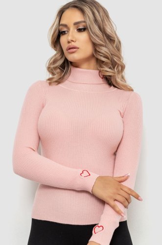 Гольф жіночий в рубчик, колір світло-рожевий, 204R051 - SvitStyle