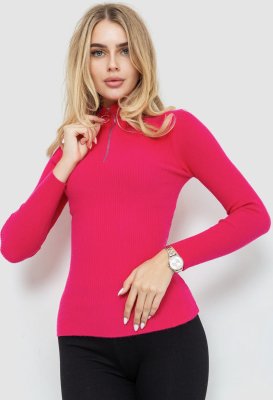 Кофта жіноча на блискавці в рубчик, колір рожевий, 204R041 - 8576748 - SvitStyle
