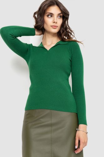 Кофта жіноча в рубчик, колір зелений, 204R015 - SvitStyle