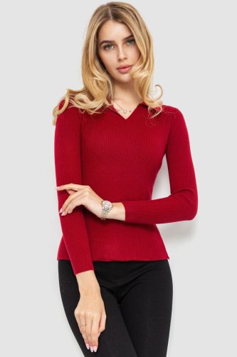 Кофта жіноча в рубчик, колір бордовий, 204R015 - SvitStyle