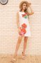 Коротка сукня з льону, з квітами Маки, колір Білий, 172R019-1 (1)