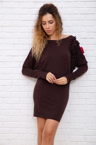 Вовняна приталена сукня, коричневого кольору, 167R147-1 - SvitStyle