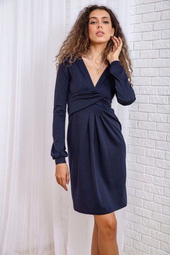 Міні-сукня з V-подібним вирізом, синього кольору, 167R050-2 - SvitStyle