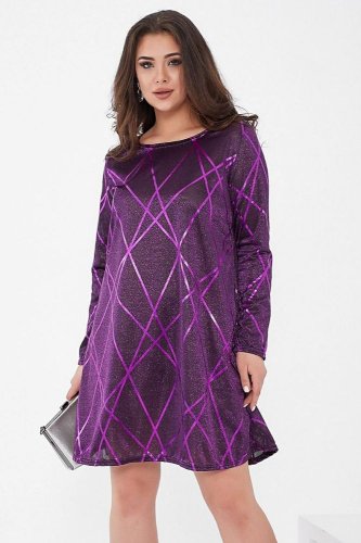 Коротка жіноча сукня, фіолетового кольору, з люрексу, 153R4052 - SvitStyle