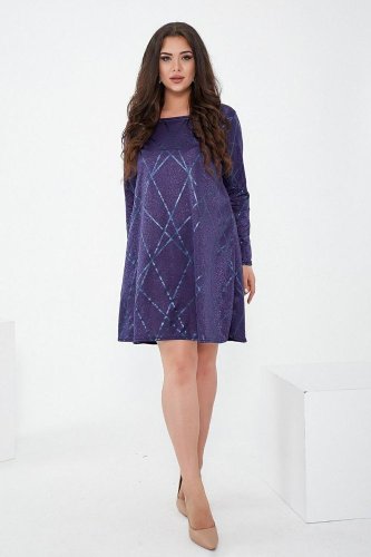 Коротка жіноча сукня, синього кольору, з люрексу, 153R4052 - SvitStyle