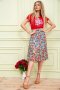 Літня сукня міді, червоного кольору в принт, 119R0419 (1)