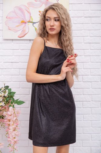 Міні-сукня на бретелях, чорного кольору, 115R0464 - SvitStyle