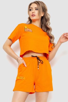 Костюм жіночий повсякденний футболка+шорти, колір помаранчевий, 198R123 - 8577929 - SvitStyle